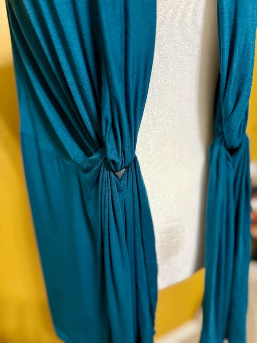 Soma Teal Blue Soft Jersey Sleeveless Open Front Knotted Vest Small - Picture 4 of 6
